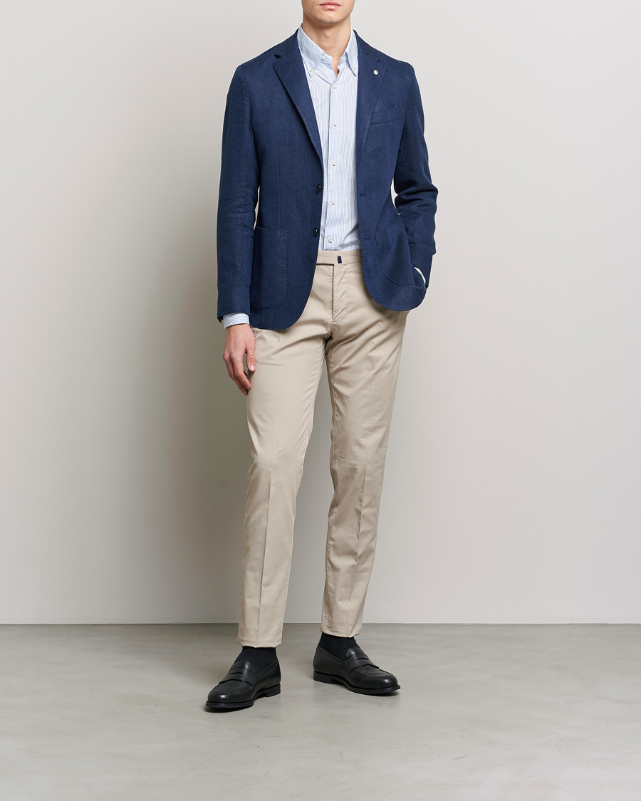 Hombres | Blazers | L.B.M. 1911 | Jack Regular Fit Herringbone Linen Blazer Navy