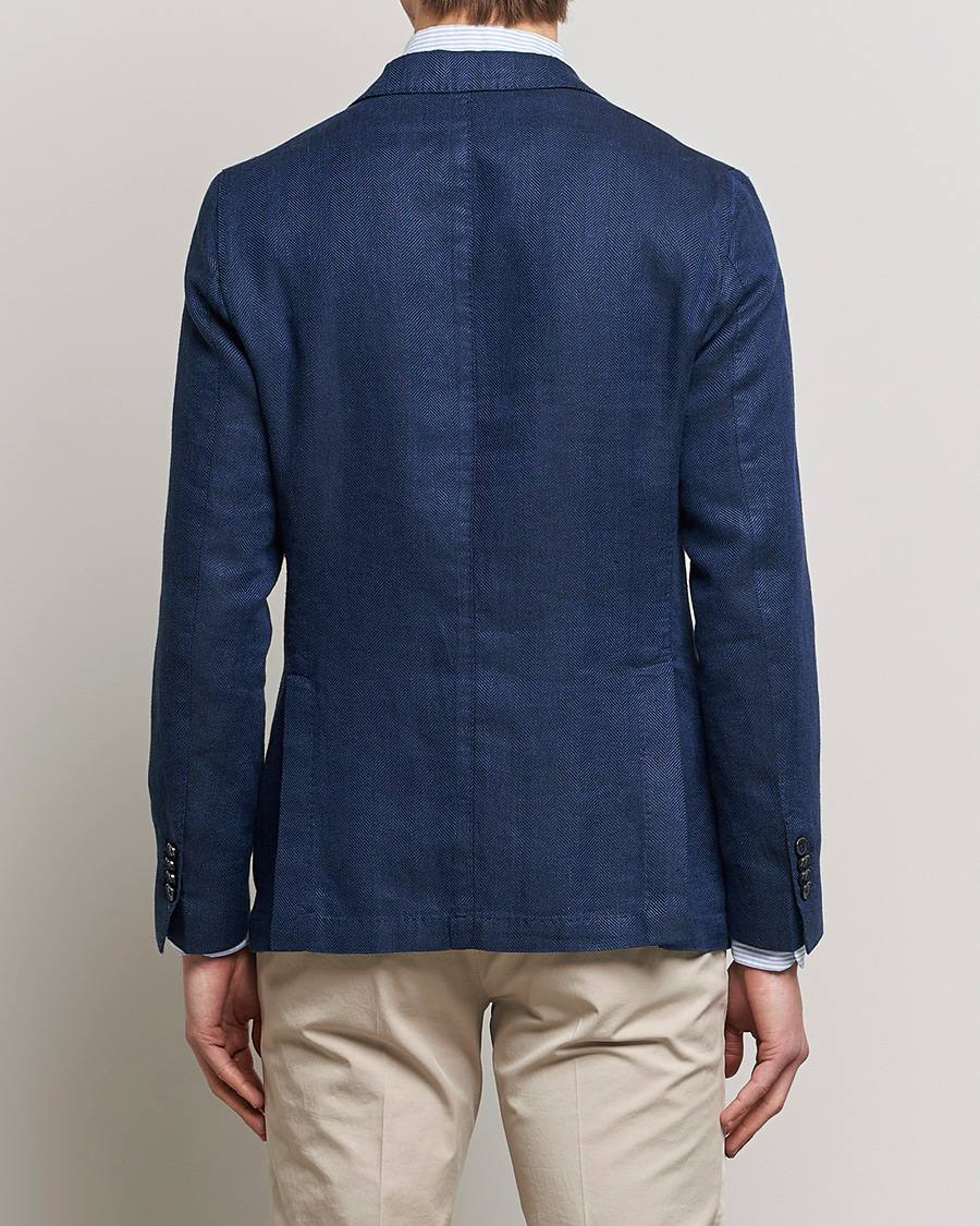 Hombres | Blazers | L.B.M. 1911 | Jack Regular Fit Herringbone Linen Blazer Navy
