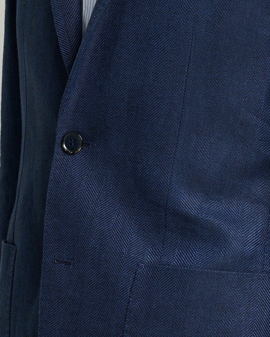 Hombres | Blazers | L.B.M. 1911 | Jack Regular Fit Herringbone Linen Blazer Navy