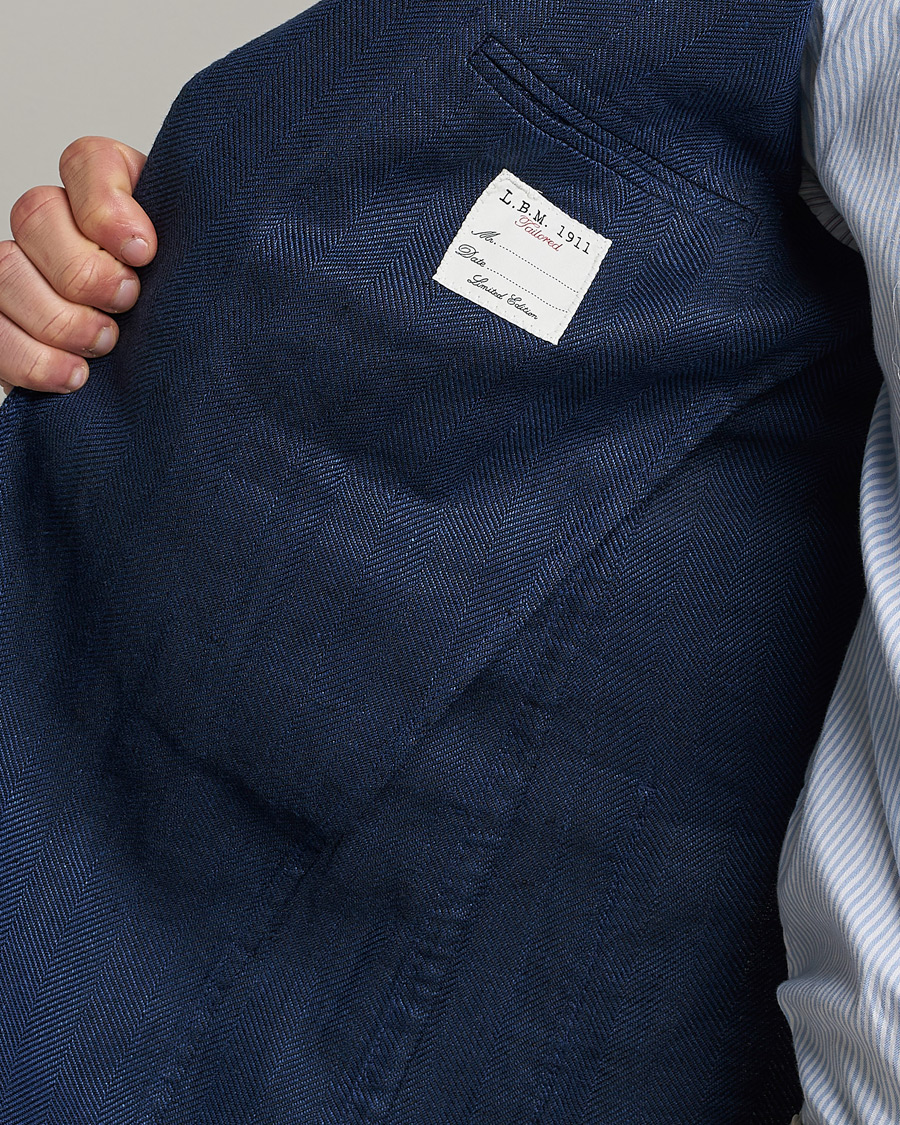 Hombres | Blazers | L.B.M. 1911 | Jack Regular Fit Herringbone Linen Blazer Navy