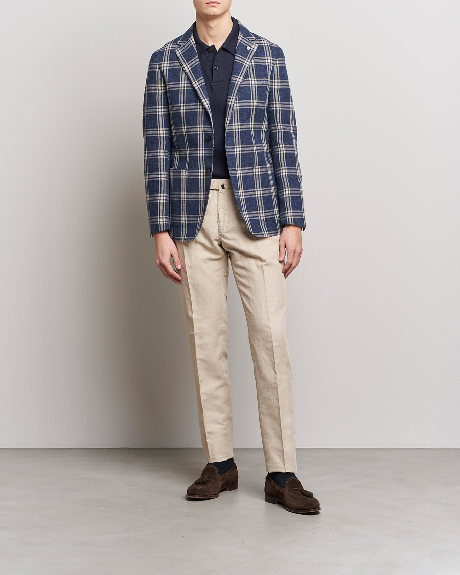 Hombres | Blazers | L.B.M. 1911 | Jack Regular Fit Checked Cotton Blazer Blue