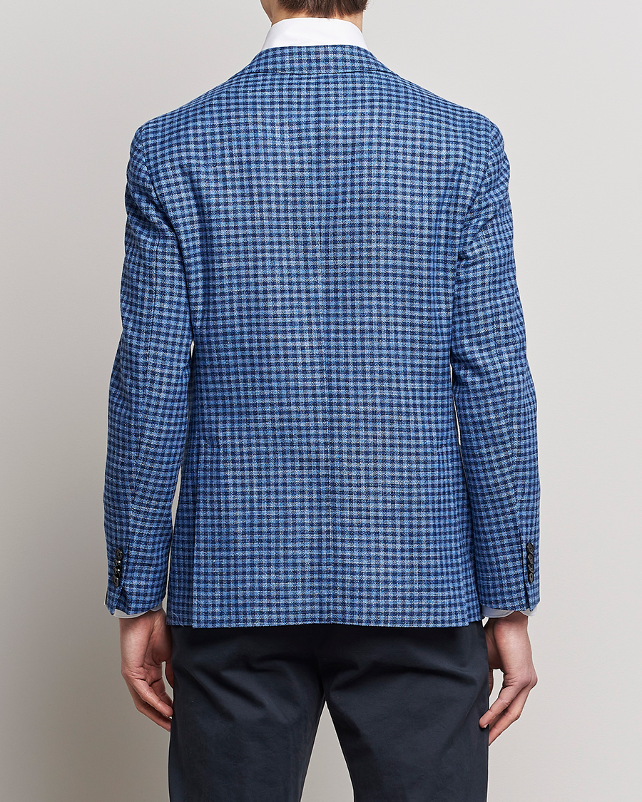 Hombres | Blazers | L.B.M. 1911 | Jack Regular Fit Checked Virgin Wool/Linen Blazer Blue