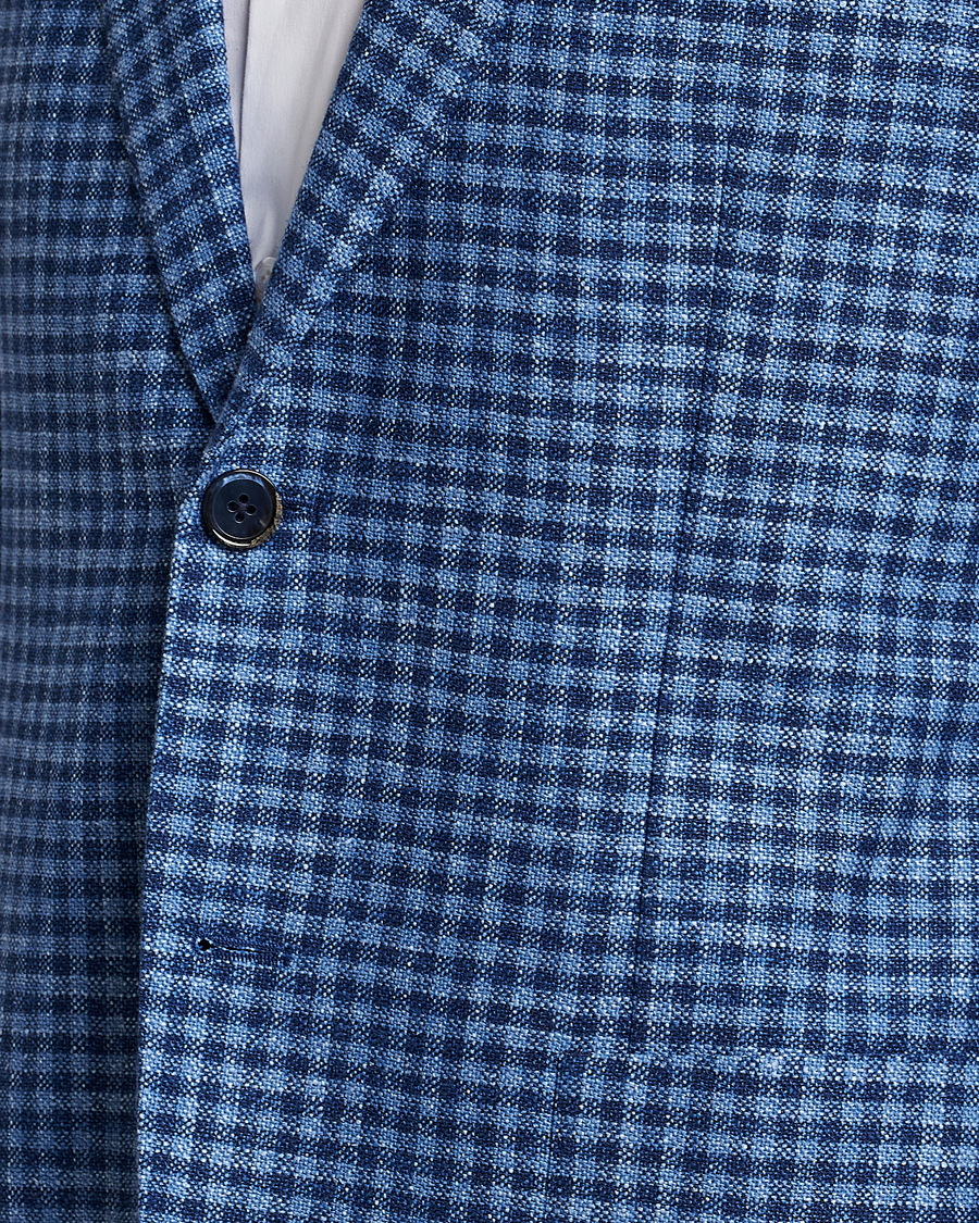Hombres | Blazers | L.B.M. 1911 | Jack Regular Fit Checked Virgin Wool/Linen Blazer Blue