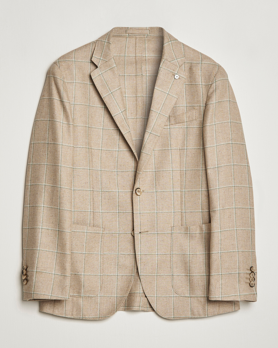 Hombres | Blazers | L.B.M. 1911 | Jack Regular Fit Windowpane Wool/Silk Blazer Olive