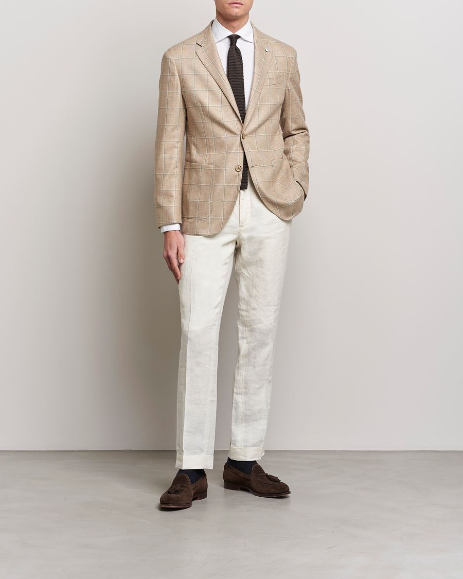 Hombres | Blazers | L.B.M. 1911 | Jack Regular Fit Windowpane Wool/Silk Blazer Olive