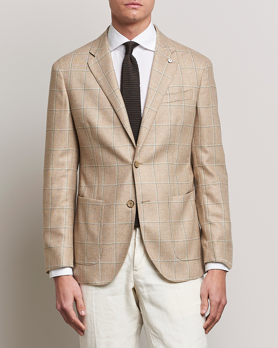 Hombres | Blazers | L.B.M. 1911 | Jack Regular Fit Windowpane Wool/Silk Blazer Olive