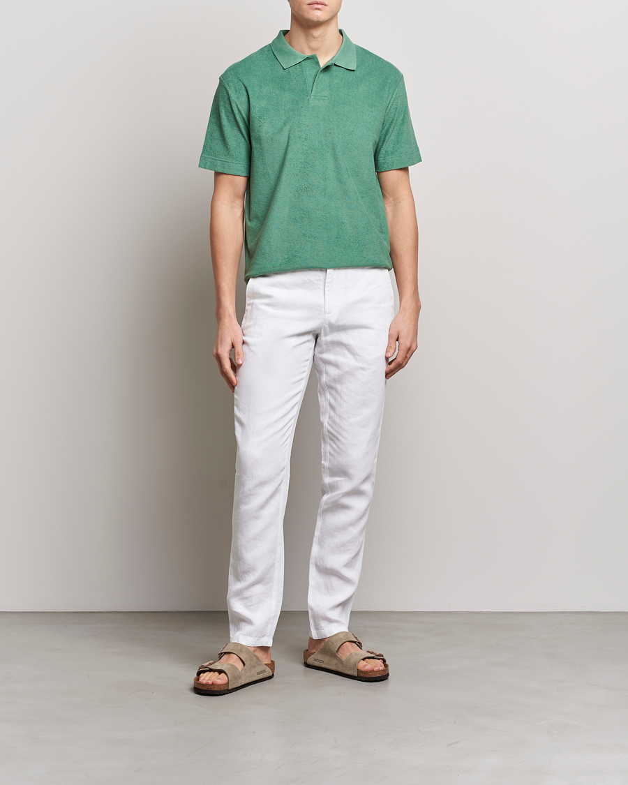 Hombres | Polos | Sunspel | Towelling Polo Shirt Thyme Green