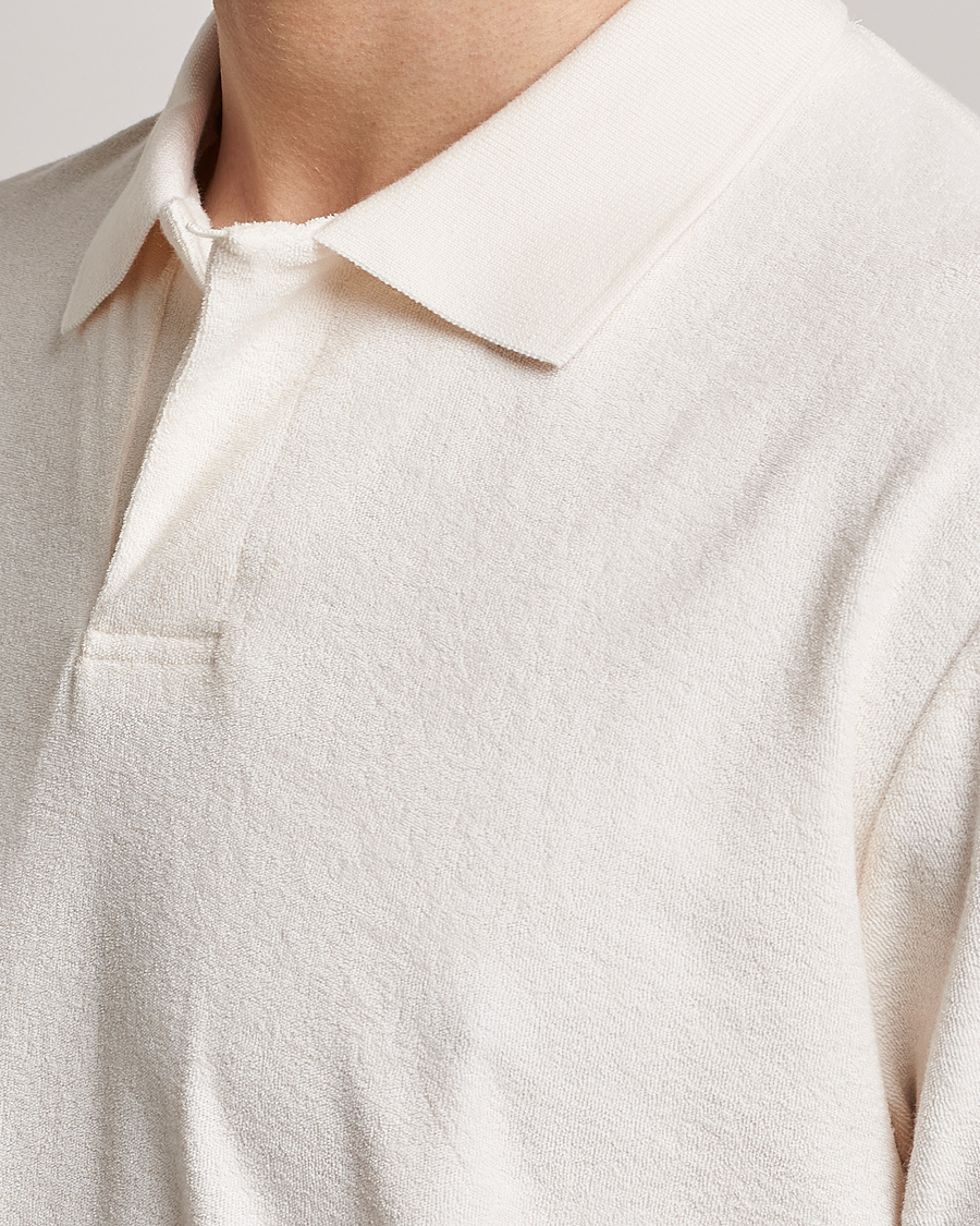 Hombres | Polos | Sunspel | Towelling Polo Shirt Archive White