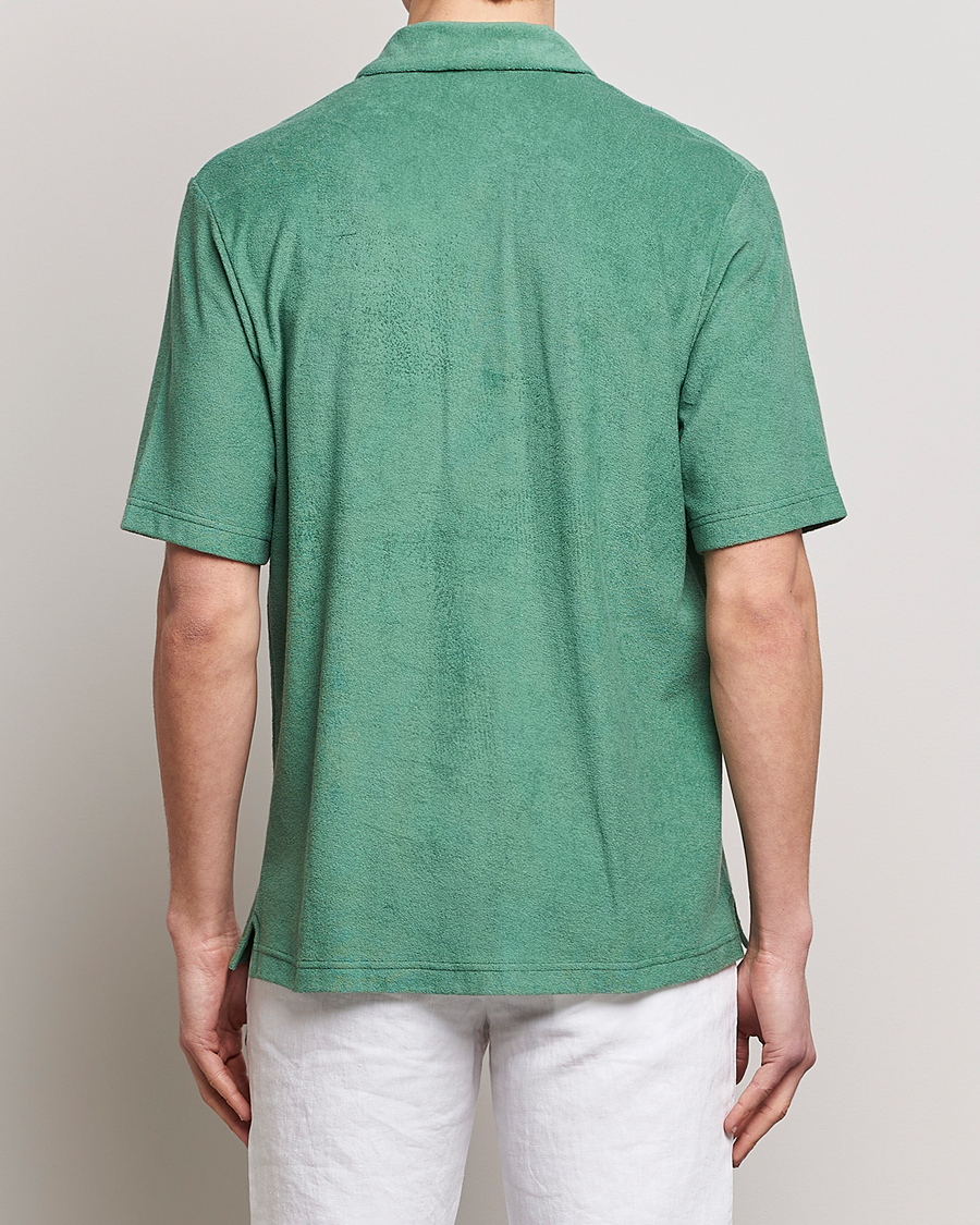 Hombres | Camisas | Sunspel | Towelling Camp Collar Shirt Thyme Green