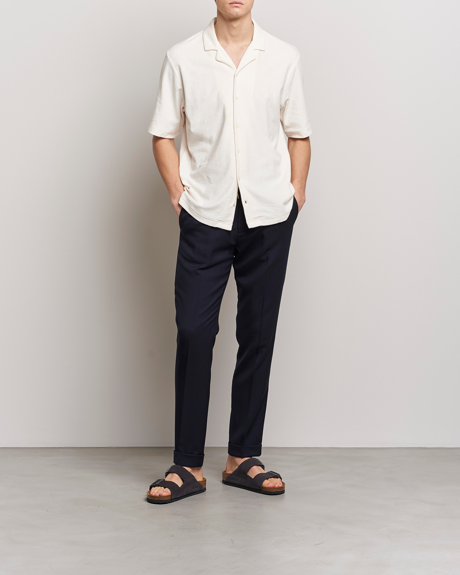 Hombres | Camisas | Sunspel | Towelling Camp Collar Shirt Archive White