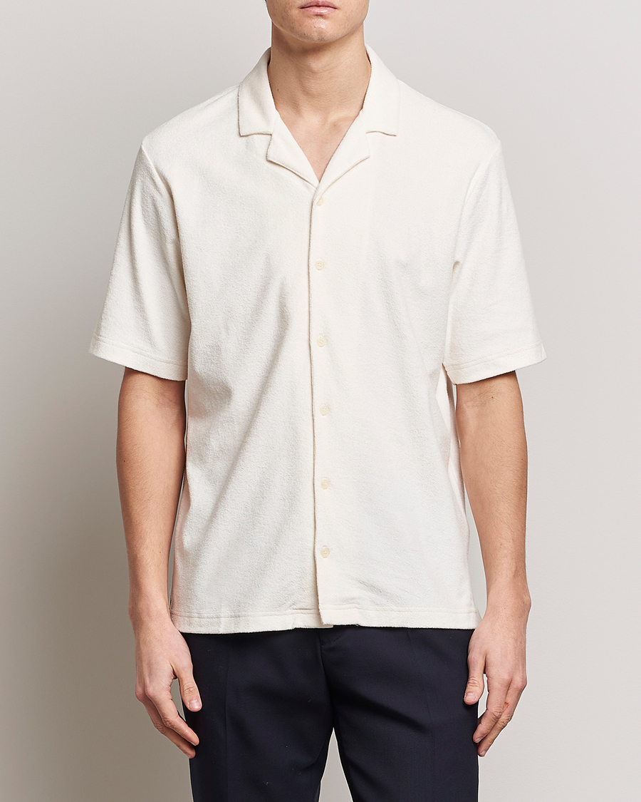Hombres | Camisas | Sunspel | Towelling Camp Collar Shirt Archive White