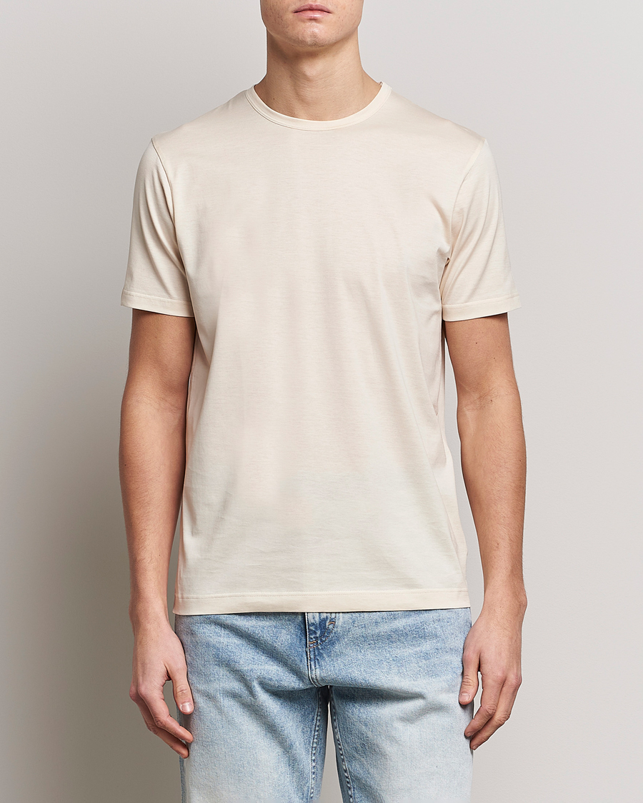 Hombres | Camisetas | Sunspel | Crew Neck Cotton Tee Undyed