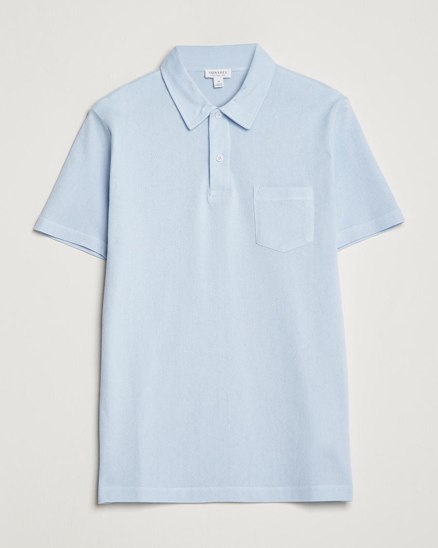 Hombres | Polos | Sunspel | Riviera Polo Shirt Pastel Blue
