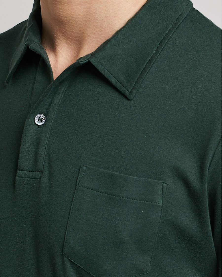 Hombres | Polos | Sunspel | Sea Island Jersey Riviera Polo Seaweed