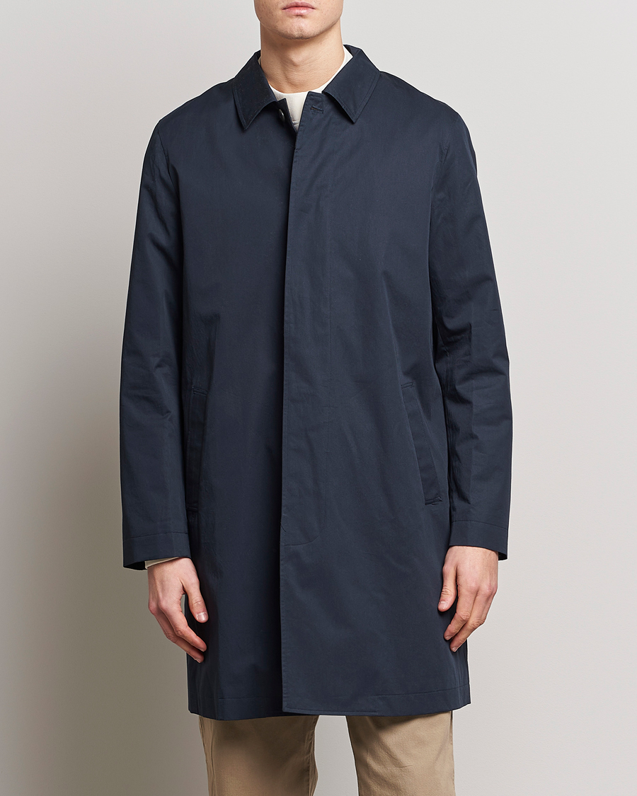 Hombres | Abrigos y chaquetas | Sunspel | Technical Cotton Mac Coat Navy
