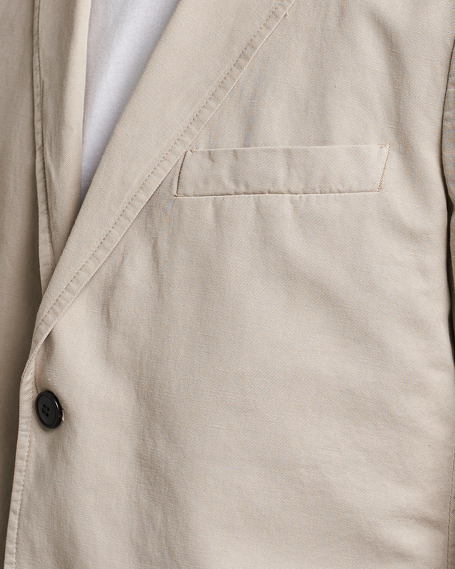 Hombres | Blazers | Sunspel | Unconstructed Cotton/Linen Blazer Light Sand