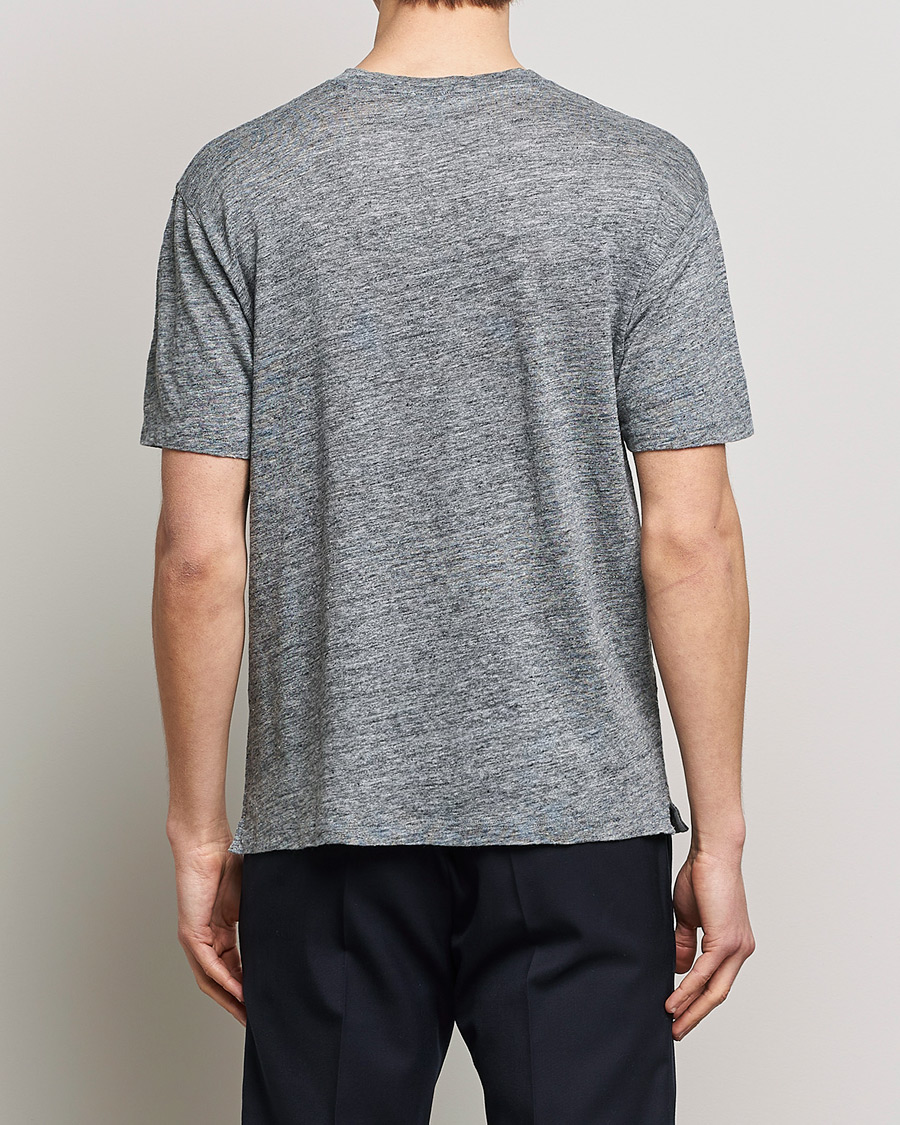 Hombres | Camisetas | Sunspel | Linen T-Shirt Mid Grey Melange