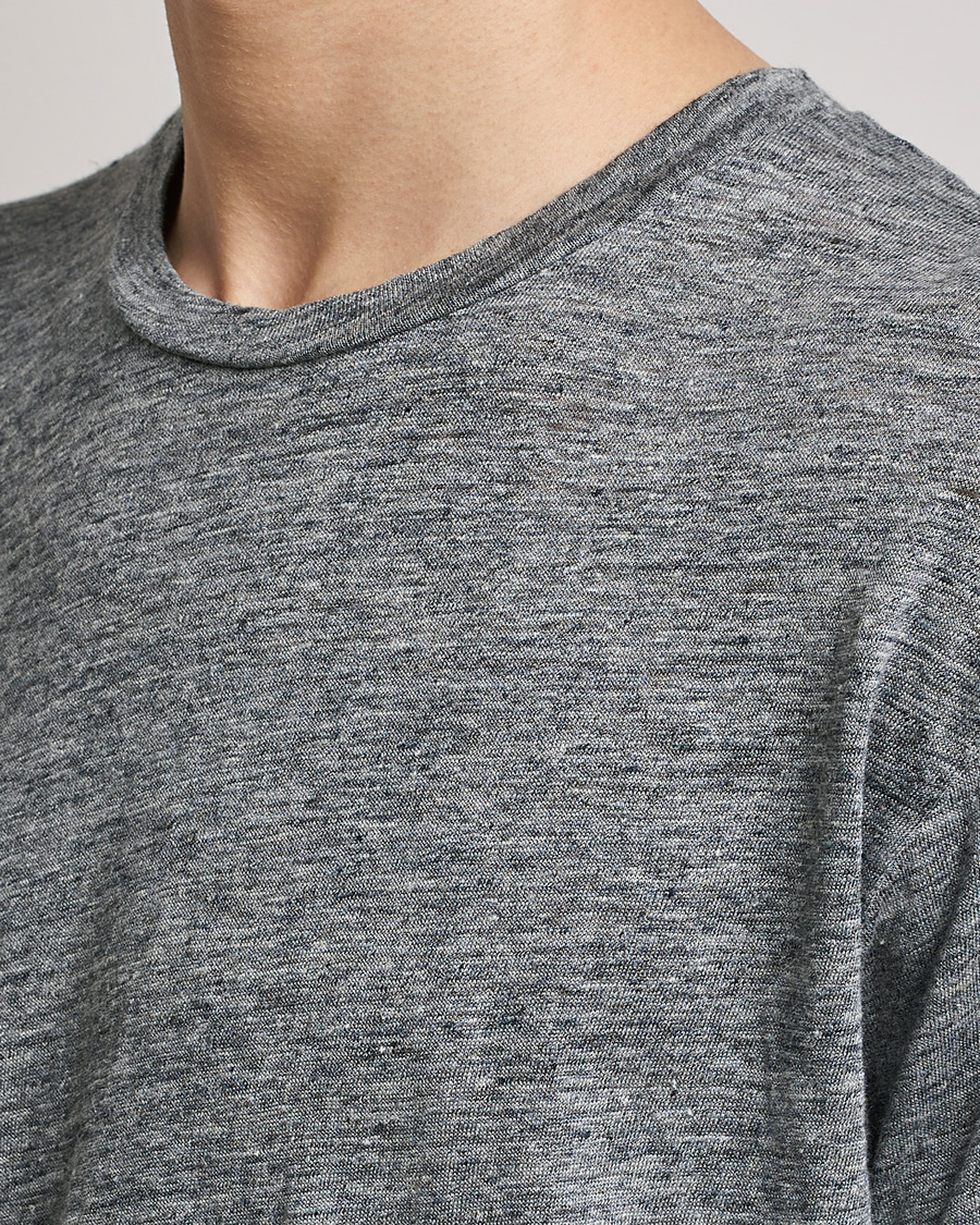 Hombres | Camisetas | Sunspel | Linen T-Shirt Mid Grey Melange