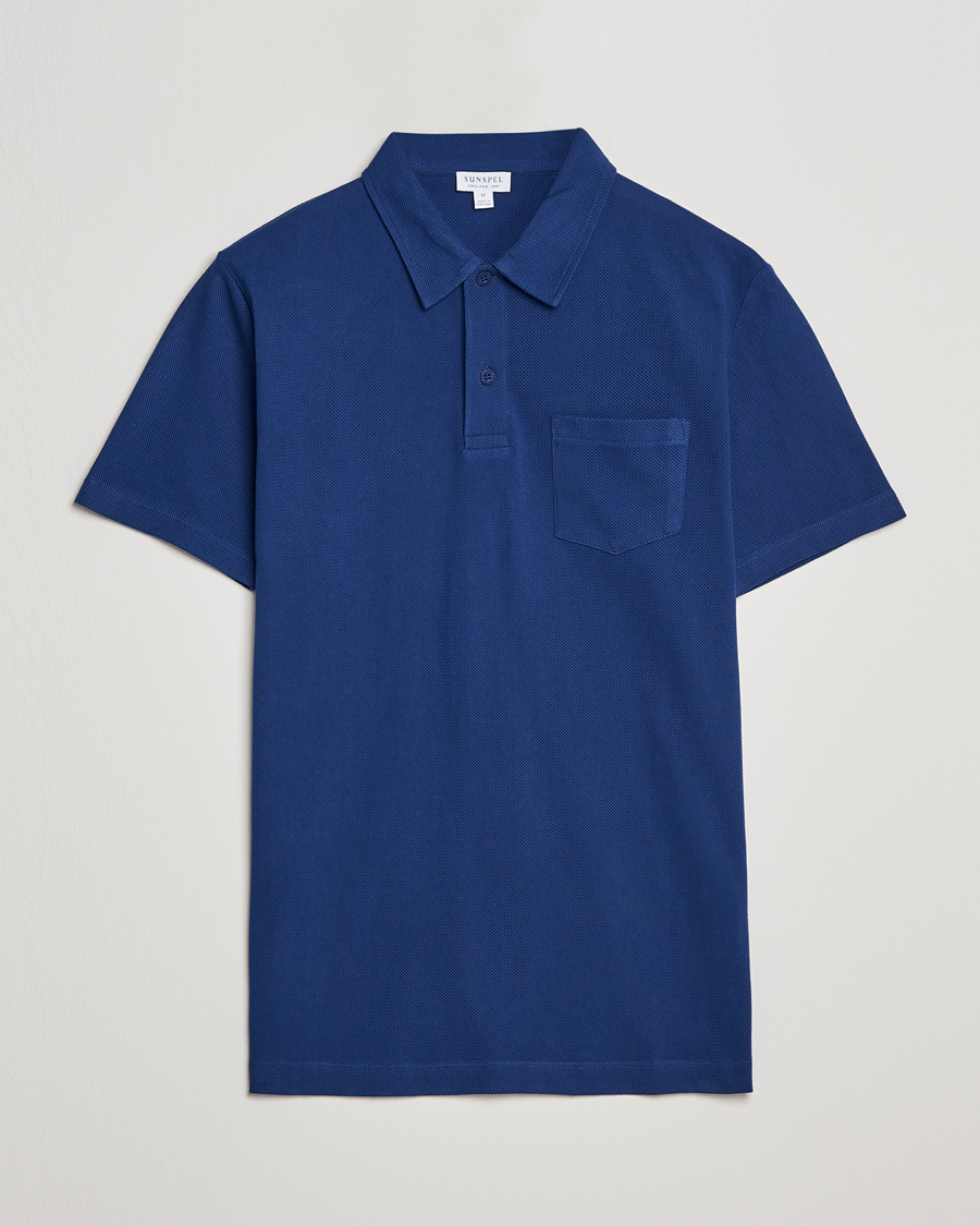 Hombres | Polos | Sunspel | Riviera Polo Shirt Space Blue