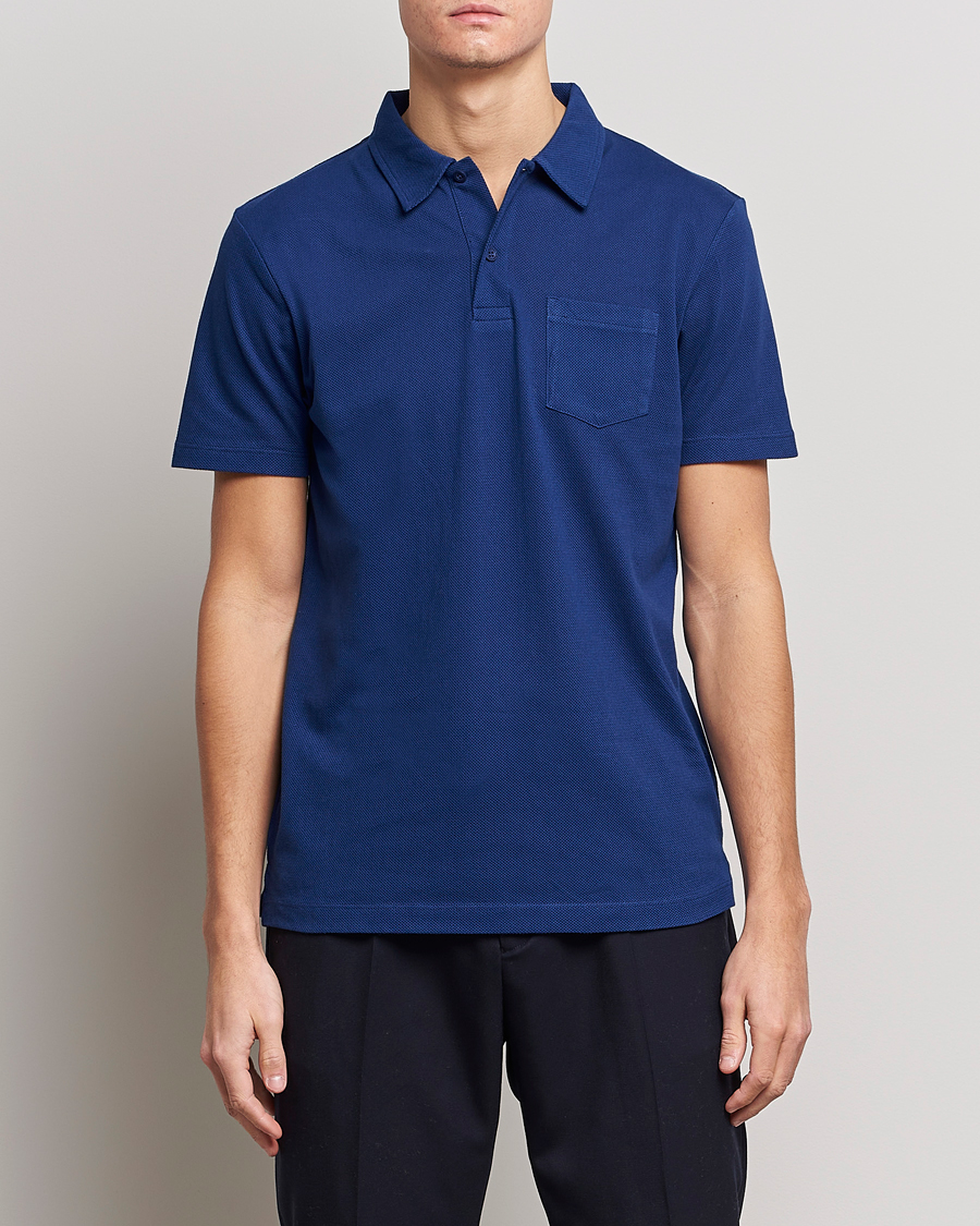 Hombres | Camisas polo de manga corta | Sunspel | Riviera Polo Shirt Space Blue