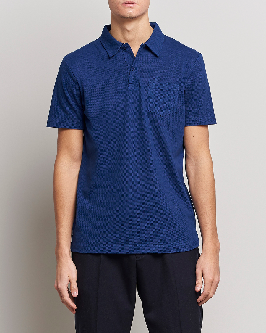 Hombres | Polos | Sunspel | Riviera Polo Shirt Space Blue