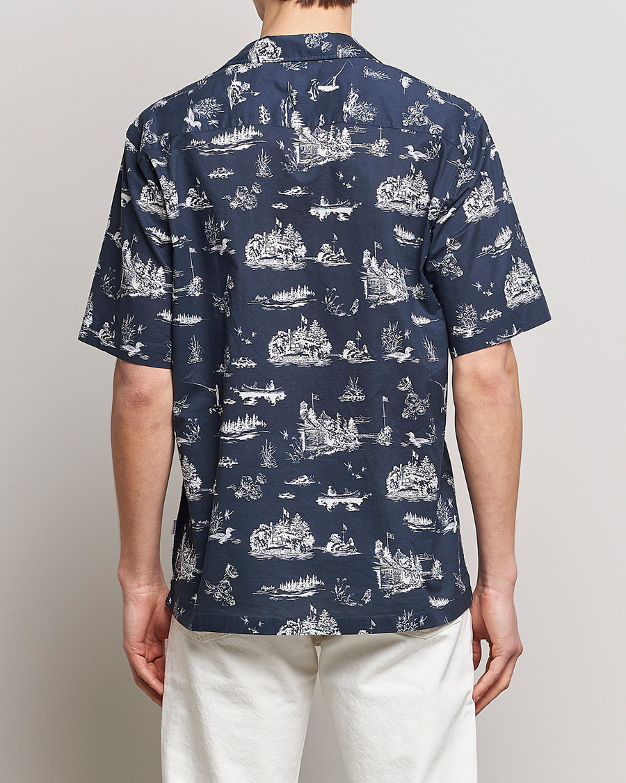 Hombres | Camisas | Woolrich | Zavikon Printed Short Sleeve Resort Shirt Melton Blue