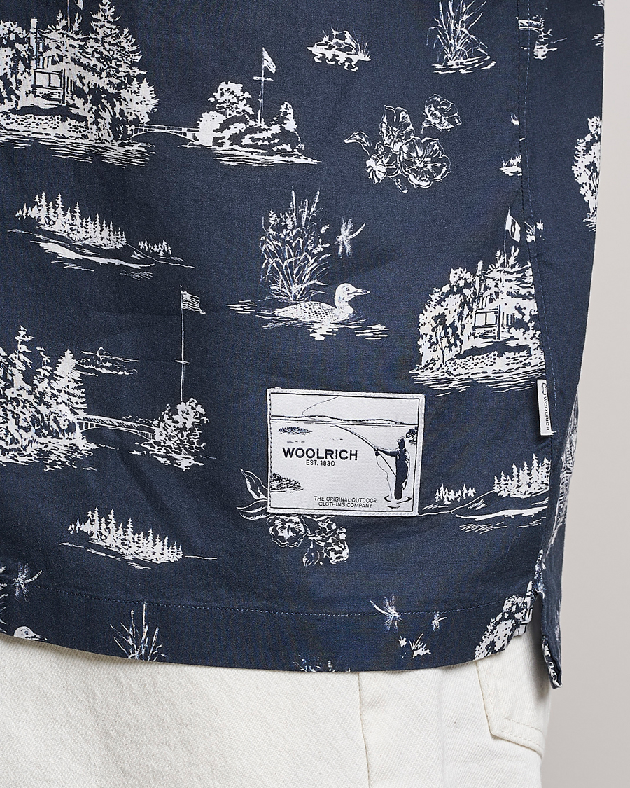 Hombres | Camisas | Woolrich | Zavikon Printed Short Sleeve Resort Shirt Melton Blue