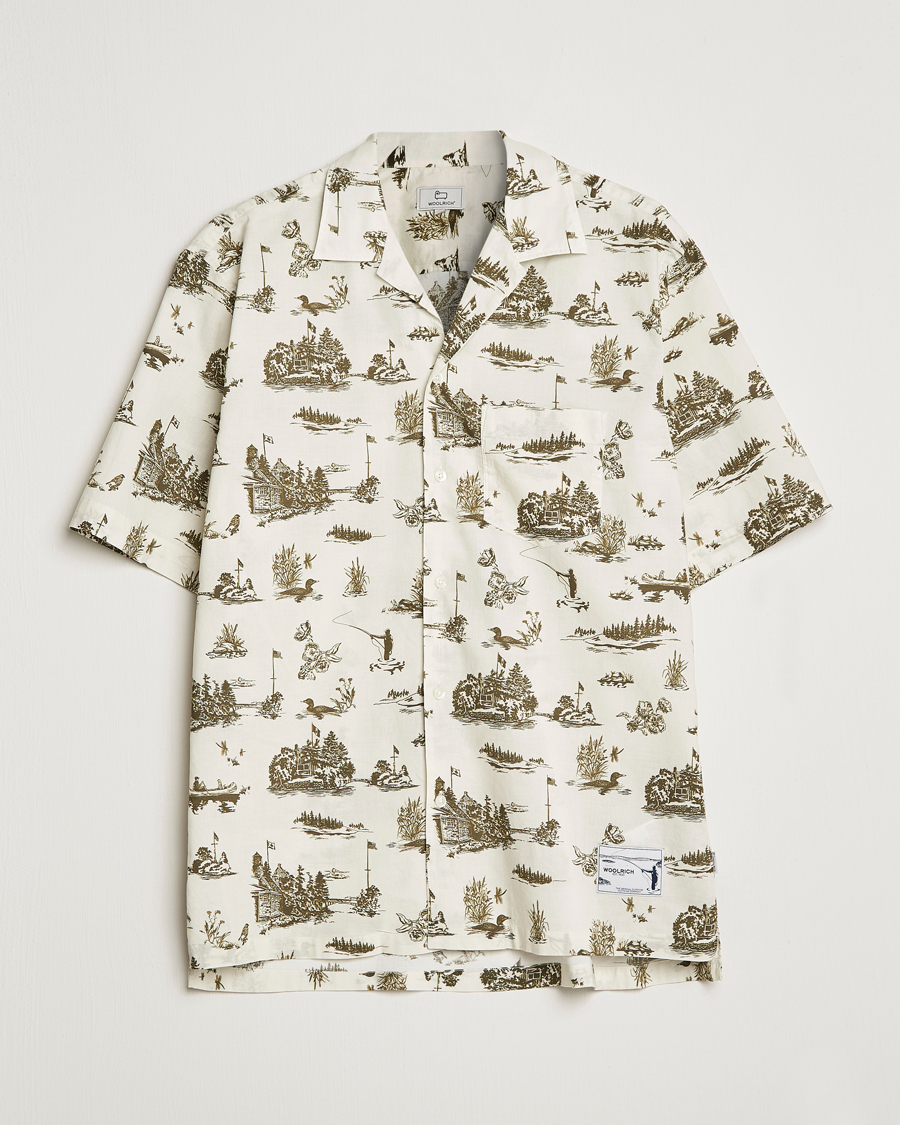 Hombres | Camisas | Woolrich | Zavikon Printed Short Sleeve Resort Shirt Milky Cream