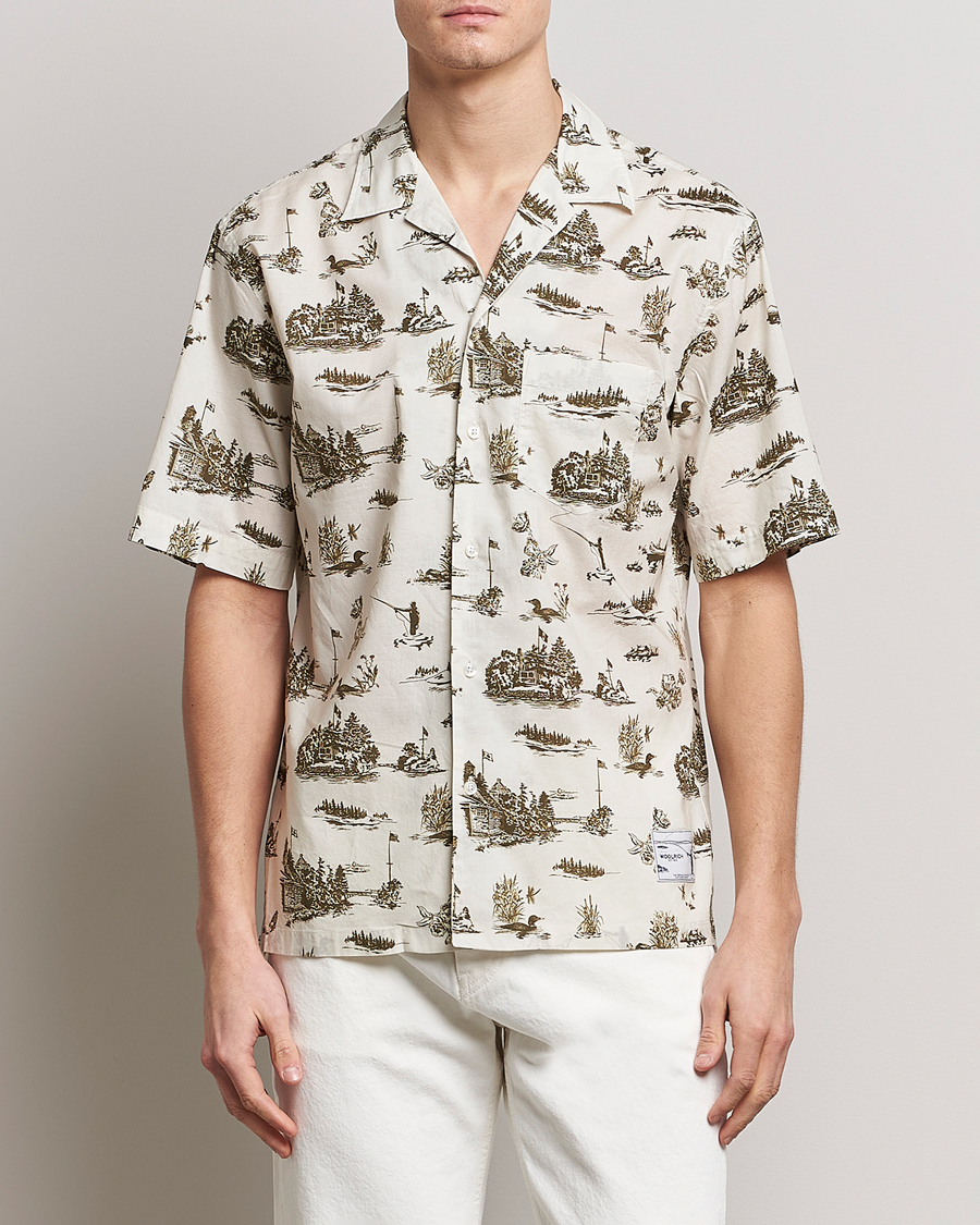 Hombres | Camisas | Woolrich | Zavikon Printed Short Sleeve Resort Shirt Milky Cream