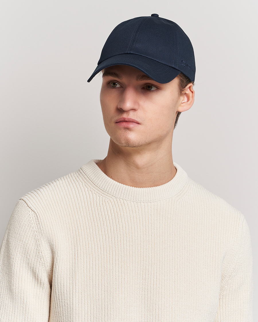 Hombres | Woolrich Logo Baseball Cap Melton Blue | Woolrich | Logo Baseball Cap Melton Blue