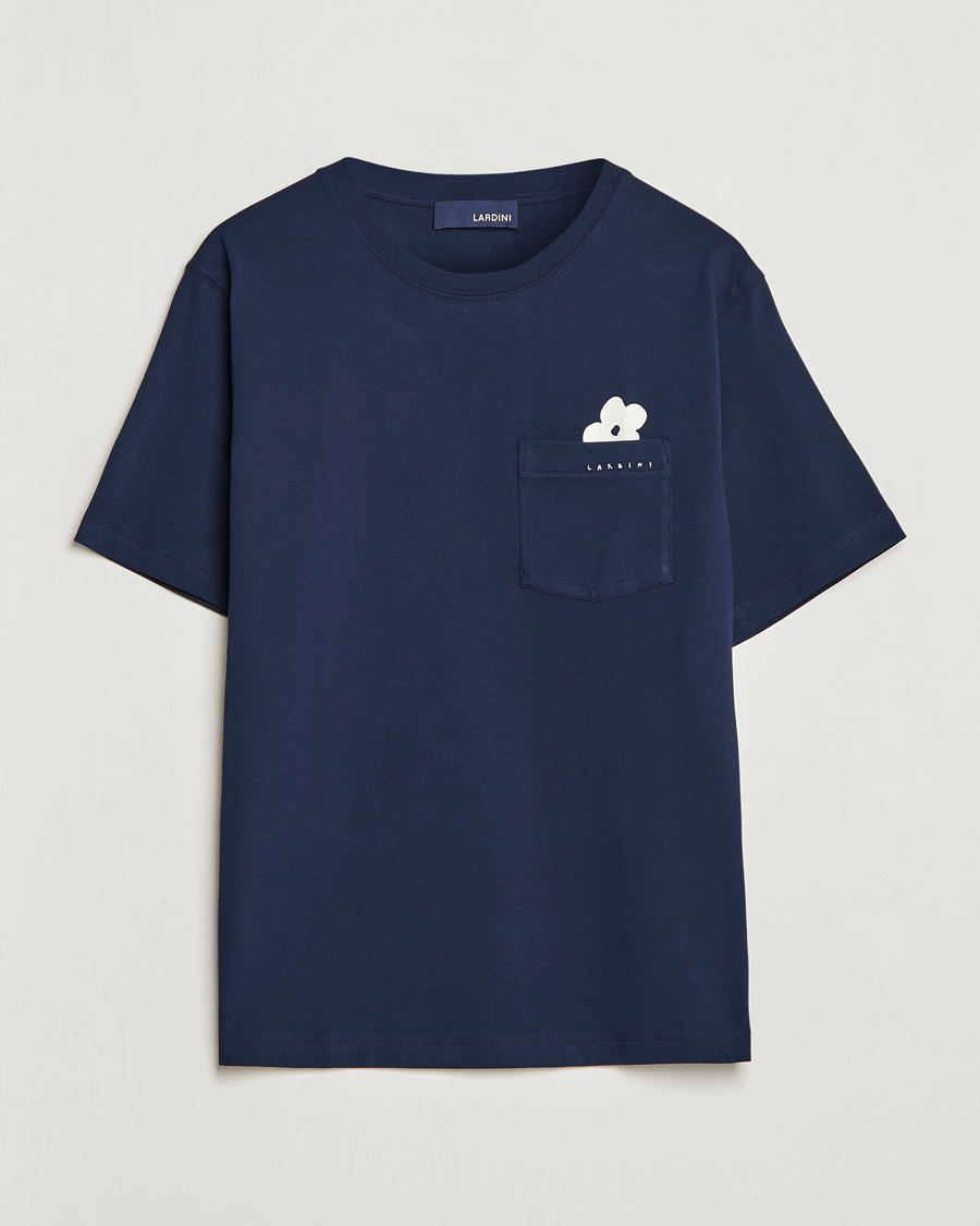 Hombres | Camisetas | Lardini | Fiore Tasca Printet Logo T-Shirt Navy