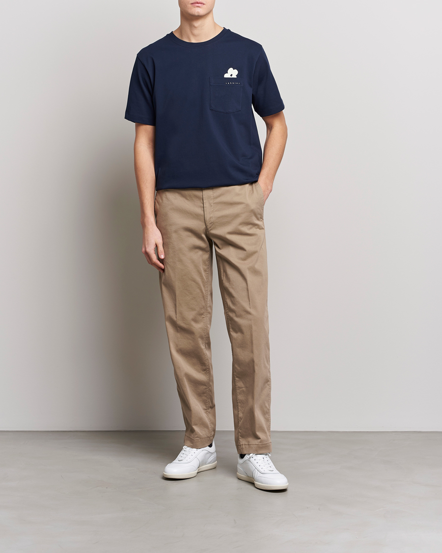 Hombres | Camisetas | Lardini | Fiore Tasca Printet Logo T-Shirt Navy