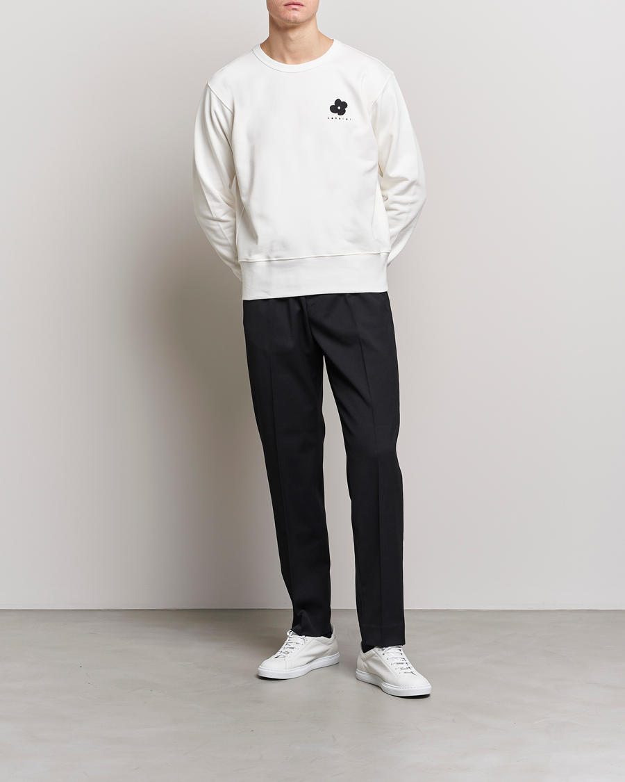 Hombres | Jerséis y prendas de punto | Lardini | Cotton Embroidery Logo Sweatshirt White