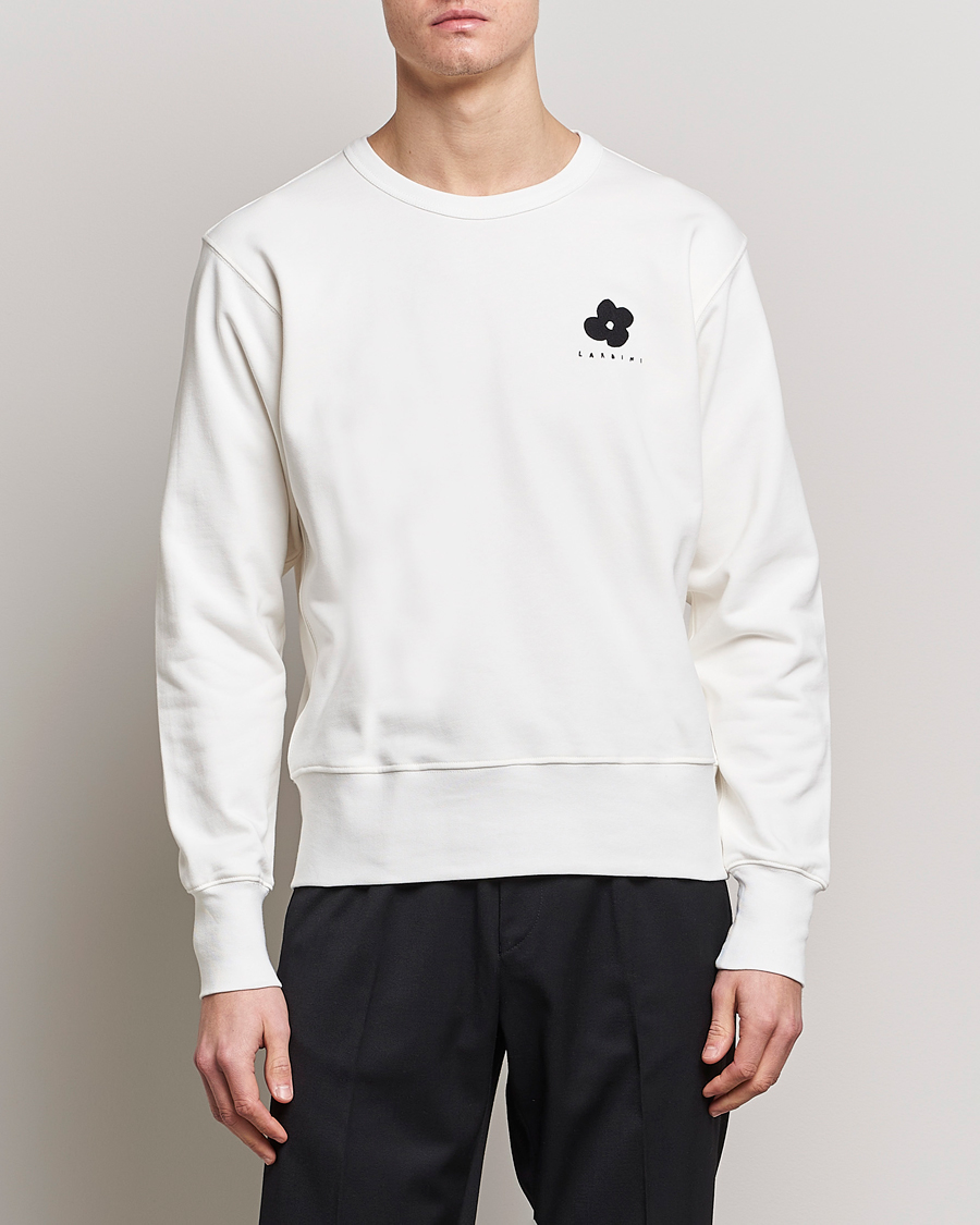 Hombres | Jerséis y prendas de punto | Lardini | Cotton Embroidery Logo Sweatshirt White