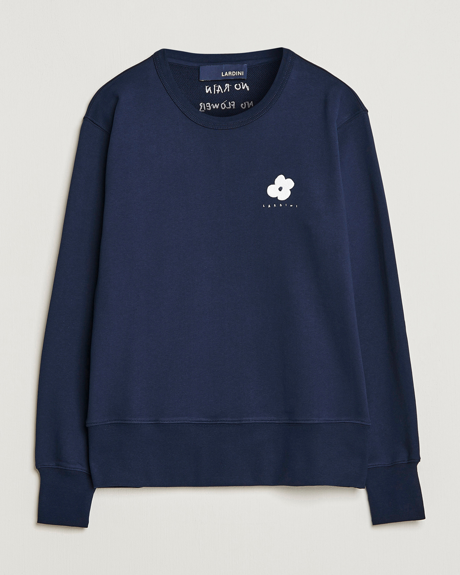 Hombres | Jerséis y prendas de punto | Lardini | Cotton Embroidery Logo Sweatshirt Navy