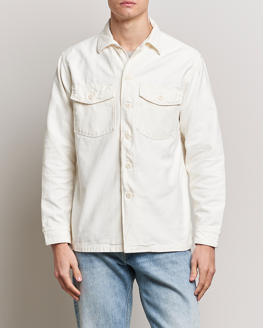 Hombres | Camisas | orSlow | Cotton Sateen US Army Overshirt Ecru