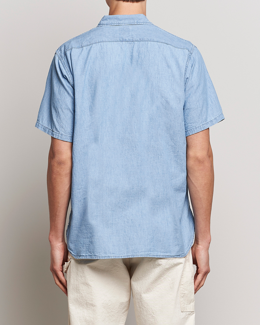 Hombres | Camisas | orSlow | Chambray Short Sleeve Work Shirt Light Blue
