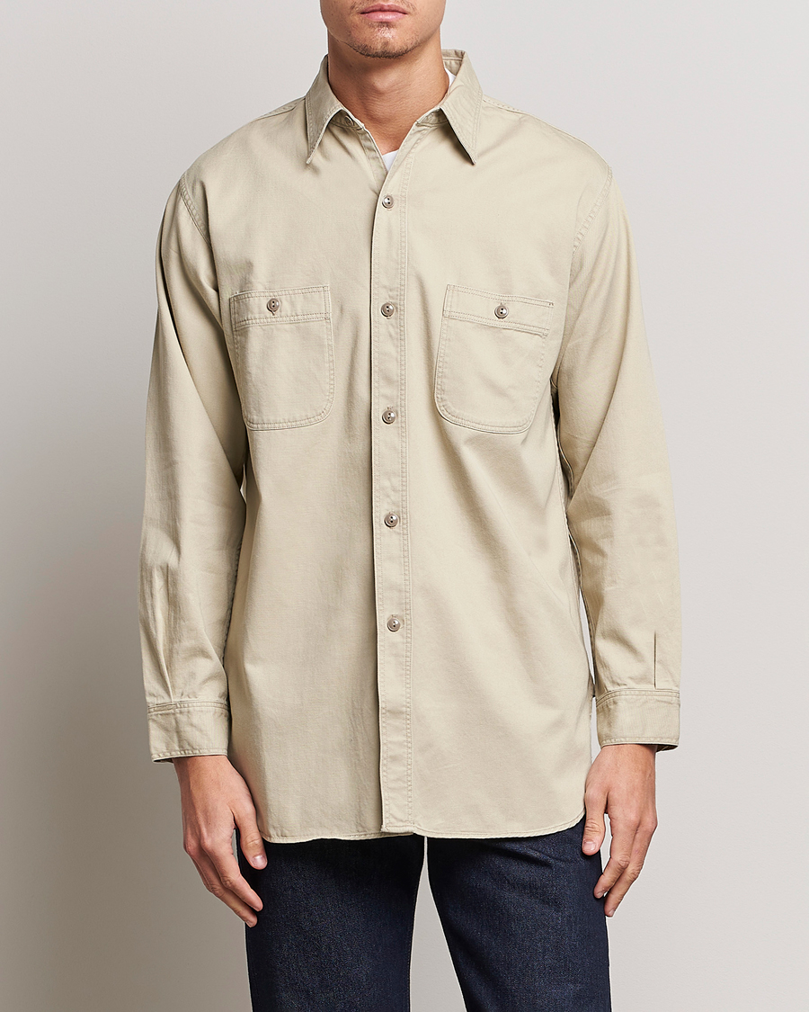 Hombres | Overshirts | orSlow | Double Pocket Utility Shirt Beige