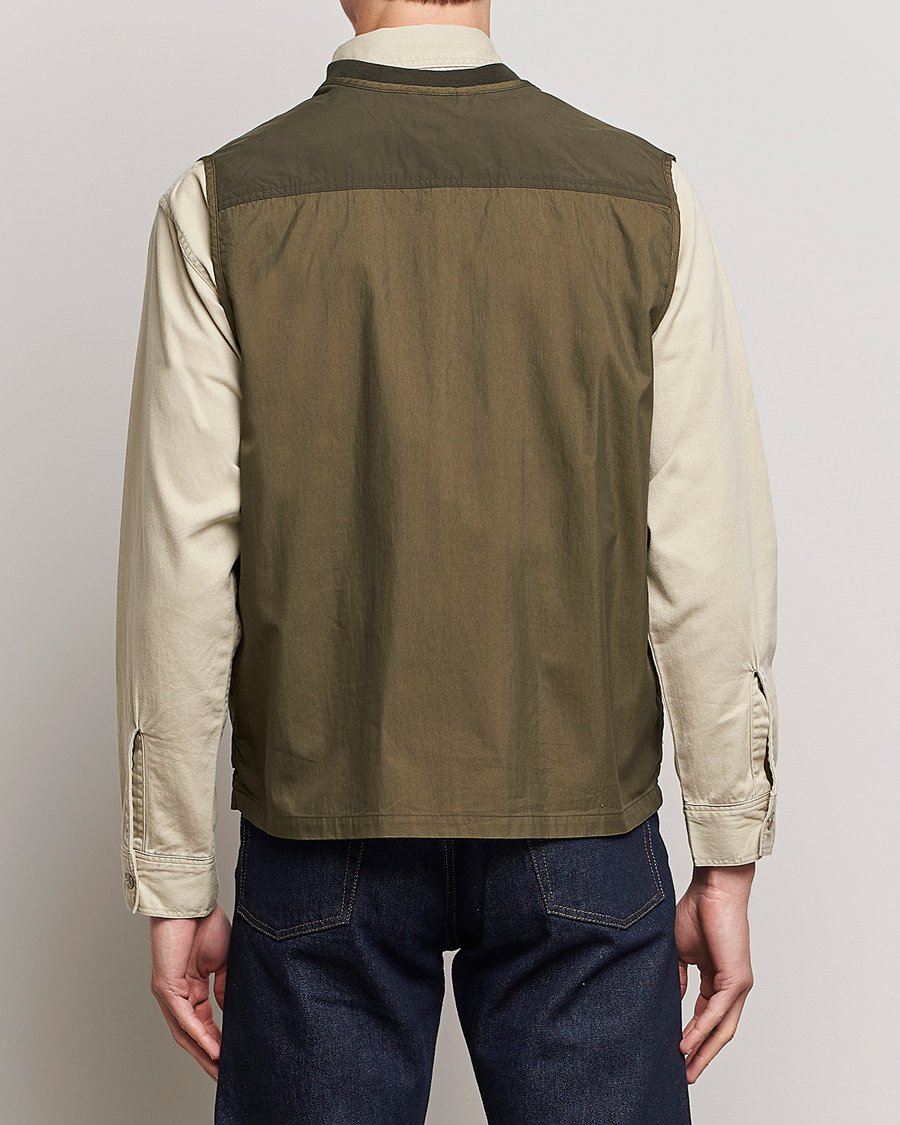 Hombres | Chalecos | orSlow | Cotton Nylon Utility Vest Army Green