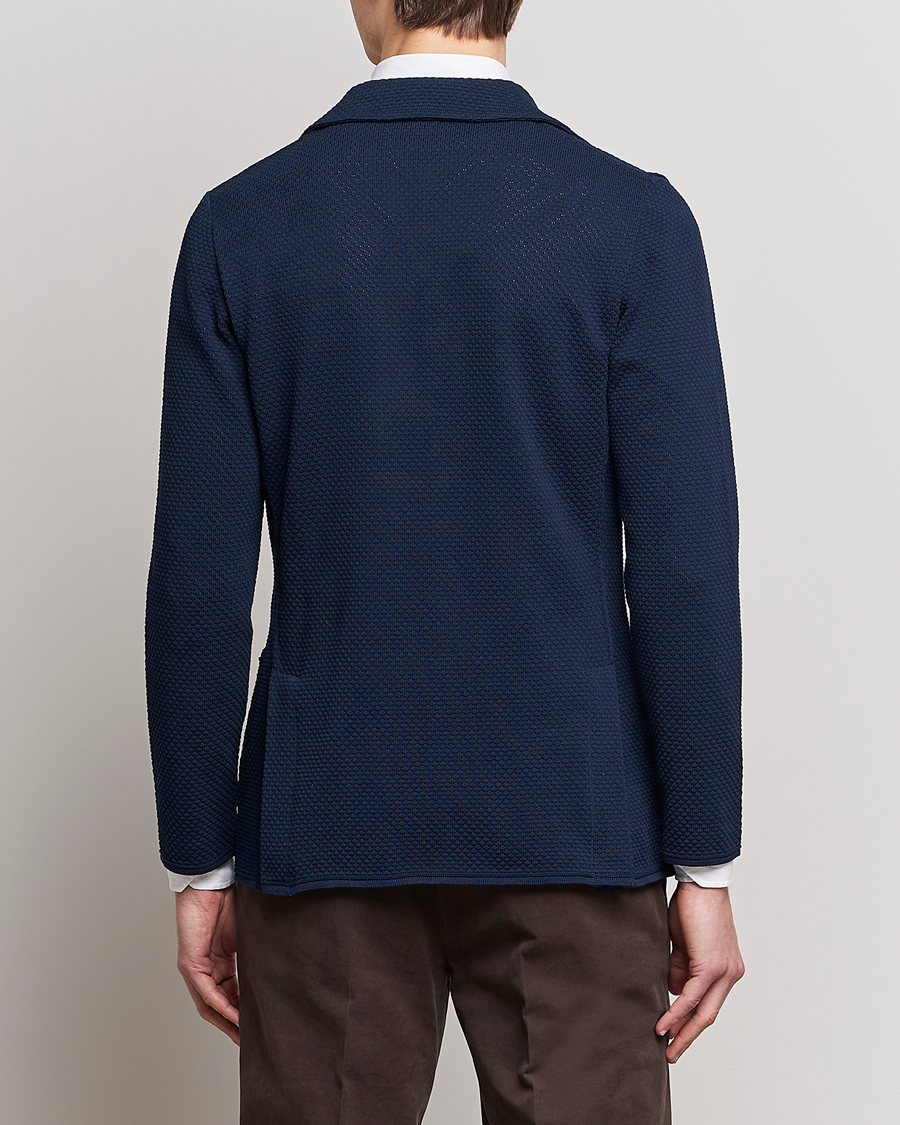 Hombres | Blazers | Lardini | Knitted Structure Cotton Blazer Navy
