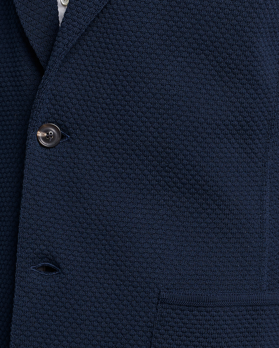 Hombres | Blazers | Lardini | Knitted Structure Cotton Blazer Navy