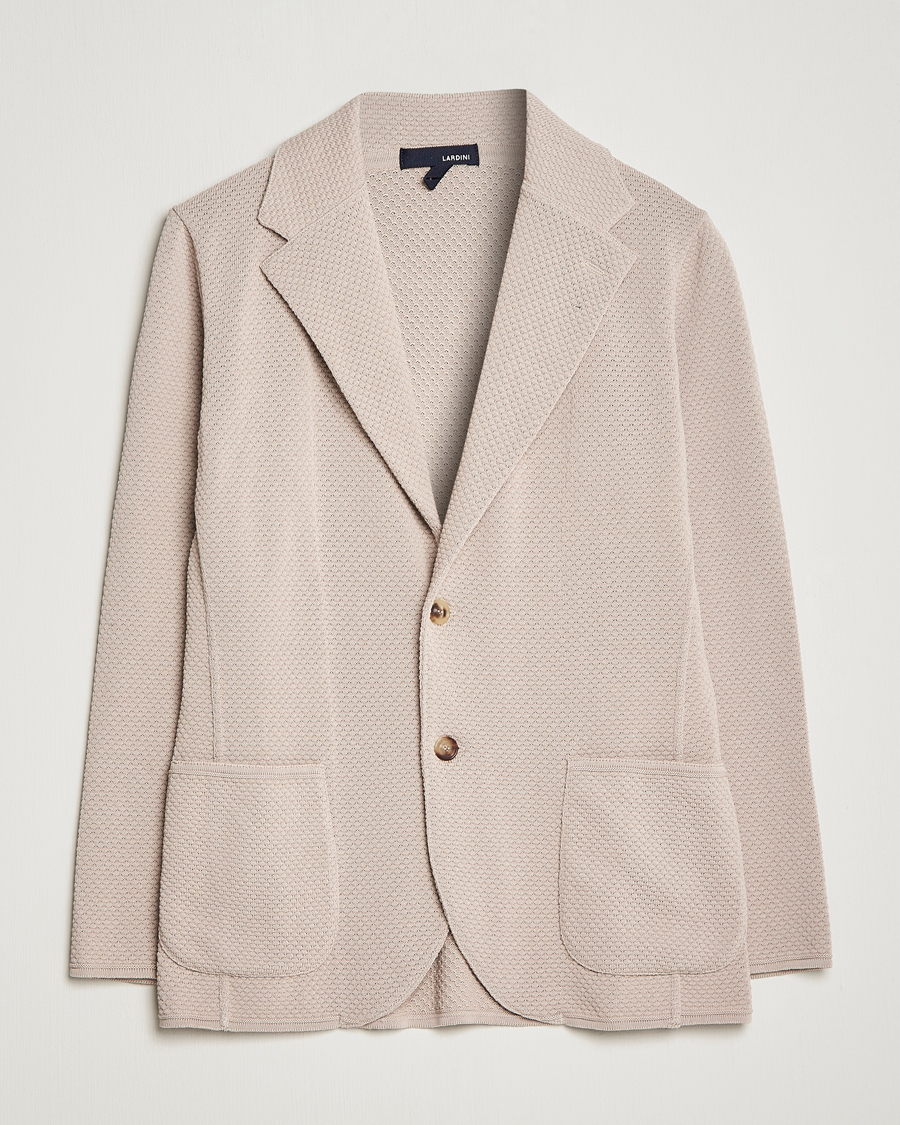 Hombres | Blazers | Lardini | Knitted Structure Cotton Blazer Beige