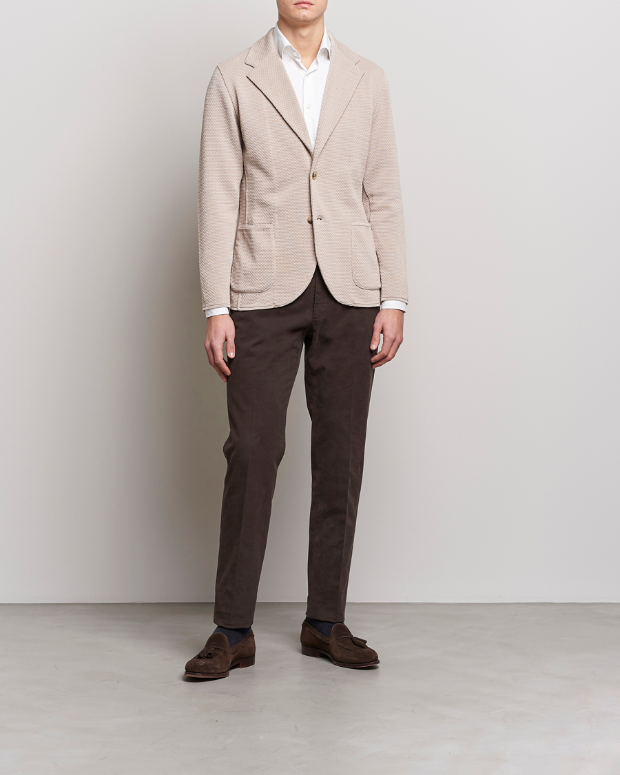 Hombres | Blazers | Lardini | Knitted Structure Cotton Blazer Beige
