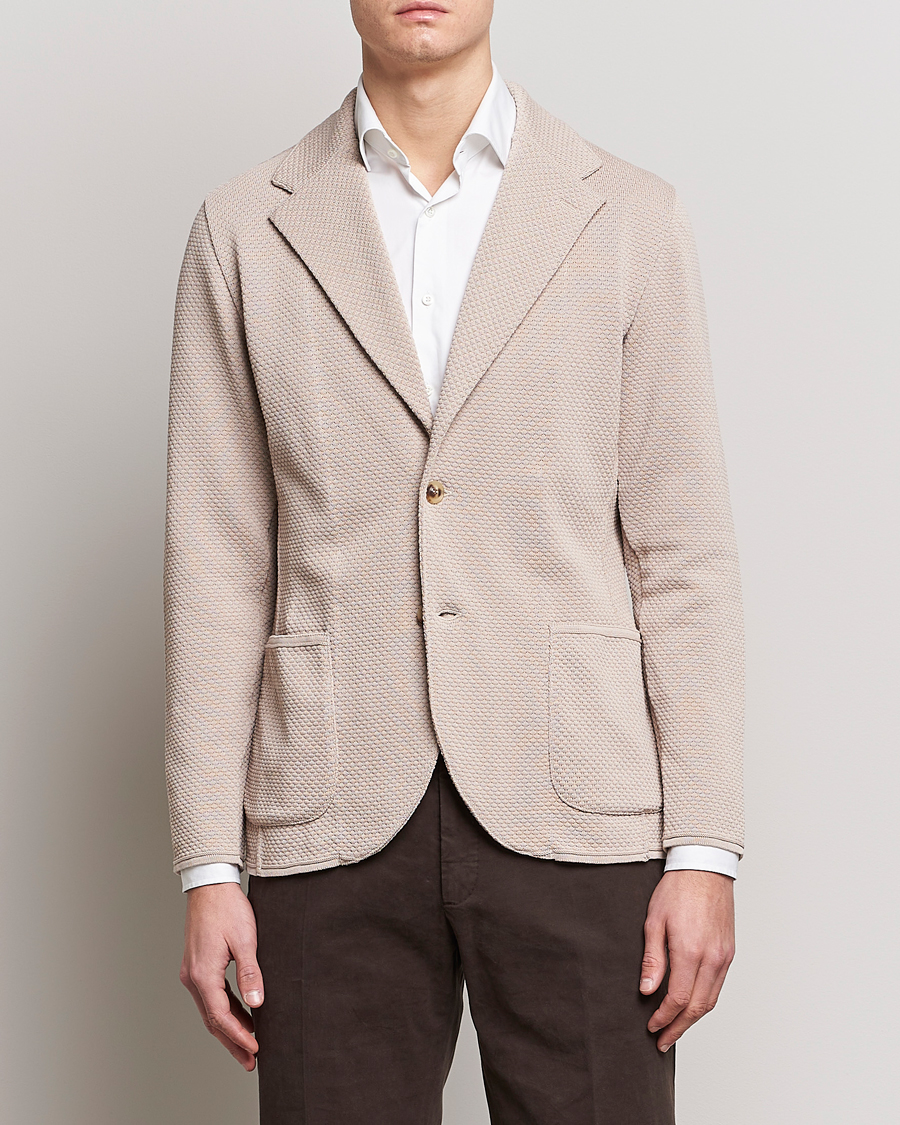Hombres | Blazers | Lardini | Knitted Structure Cotton Blazer Beige