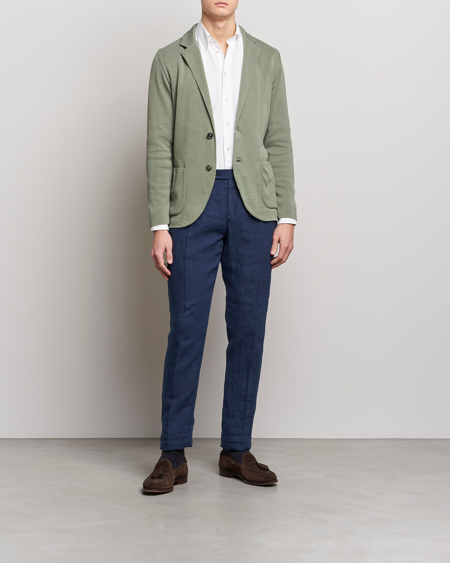 Hombres | Blazers | Lardini | Knitted Cotton Blazer Soft Green