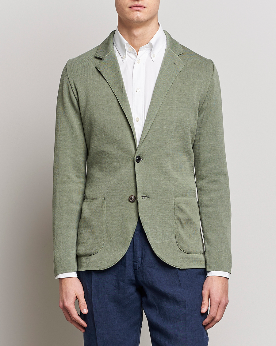 Hombres | Blazers | Lardini | Knitted Cotton Blazer Soft Green