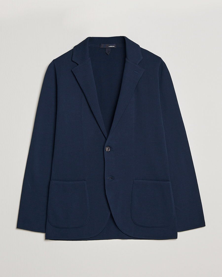 Hombres | Blazers | Lardini | Knitted Cotton Blazer Navy