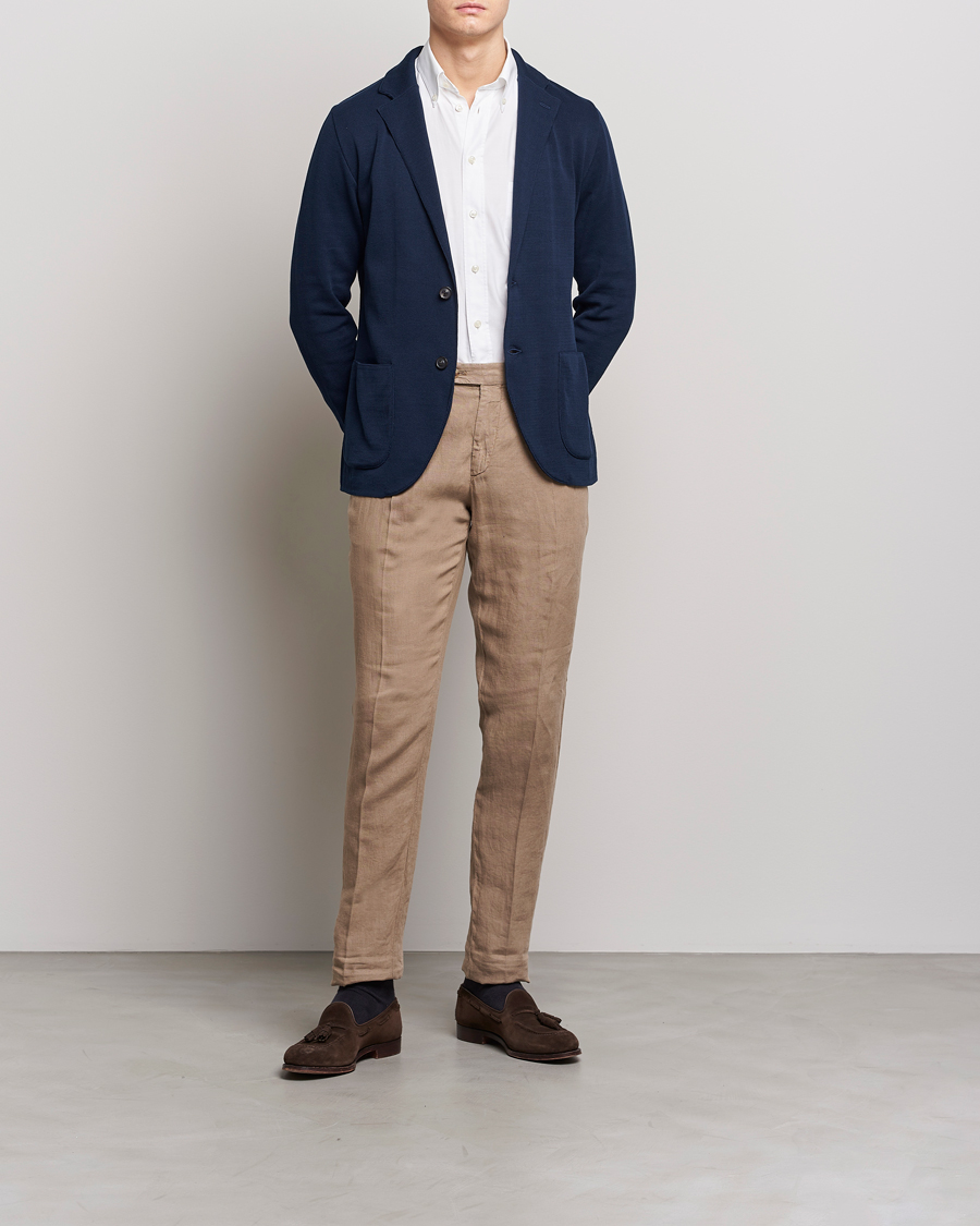 Hombres | Blazers | Lardini | Knitted Cotton Blazer Navy