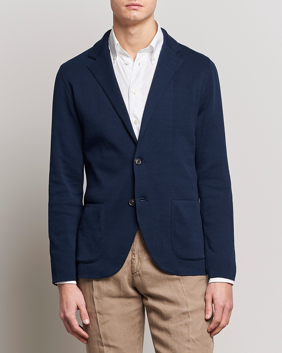 Hombres | Blazers | Lardini | Knitted Cotton Blazer Navy