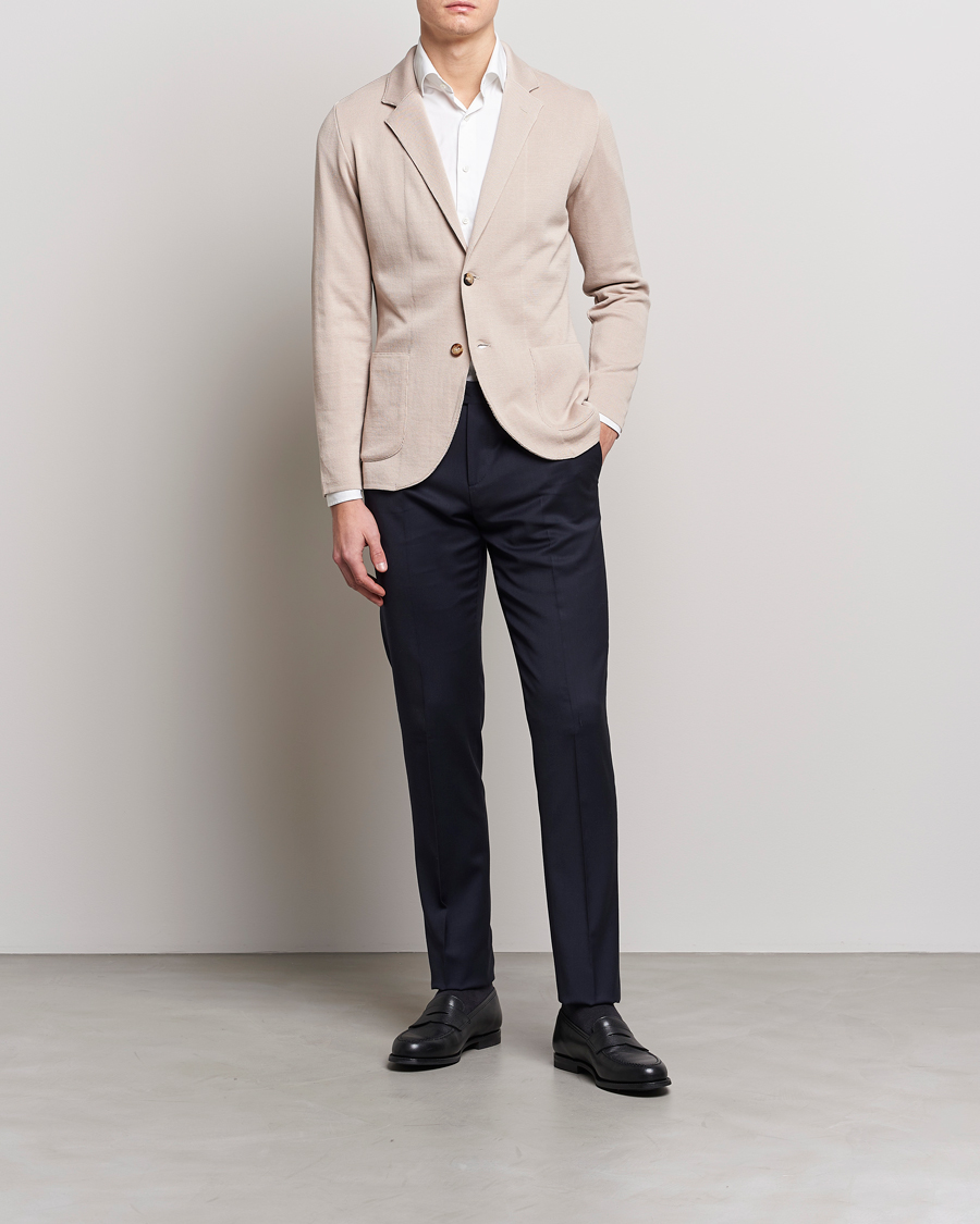 Hombres | Blazers | Lardini | Knitted Cotton Blazer Beige